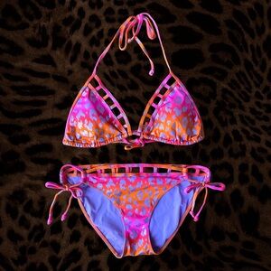 Victoria’s Secret Pink + Orange Ombré cheetah bikini